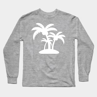 White Coconut Tree Summer Tropic Design on Gray Long Sleeve T-Shirt